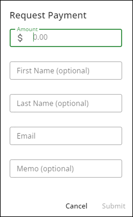 The Request Payment dialog box